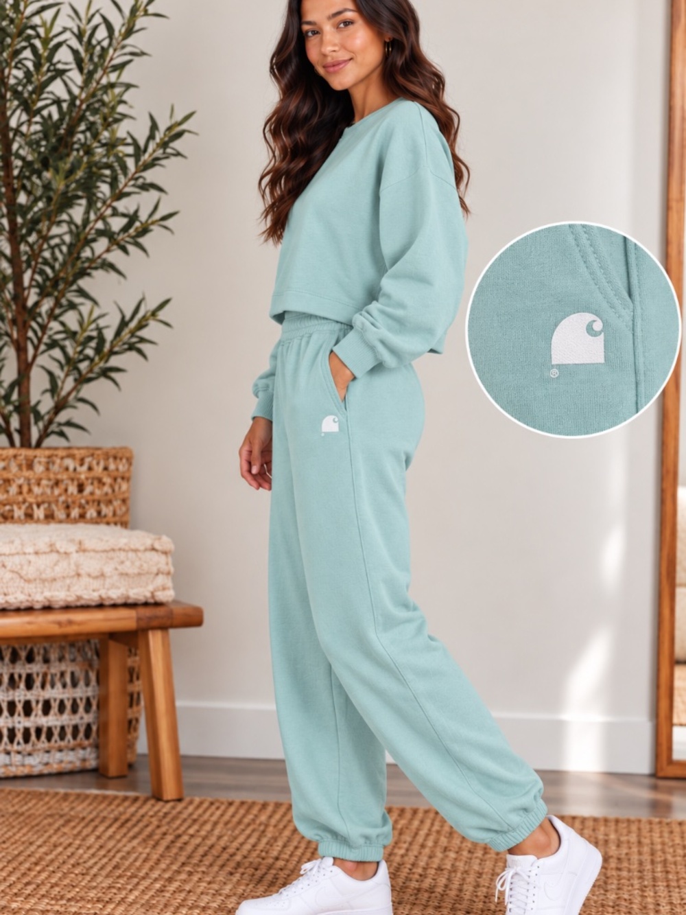 Carhartt Relaxed Fit Fleece Jogger Sweatpants- Aqua/ Mint color